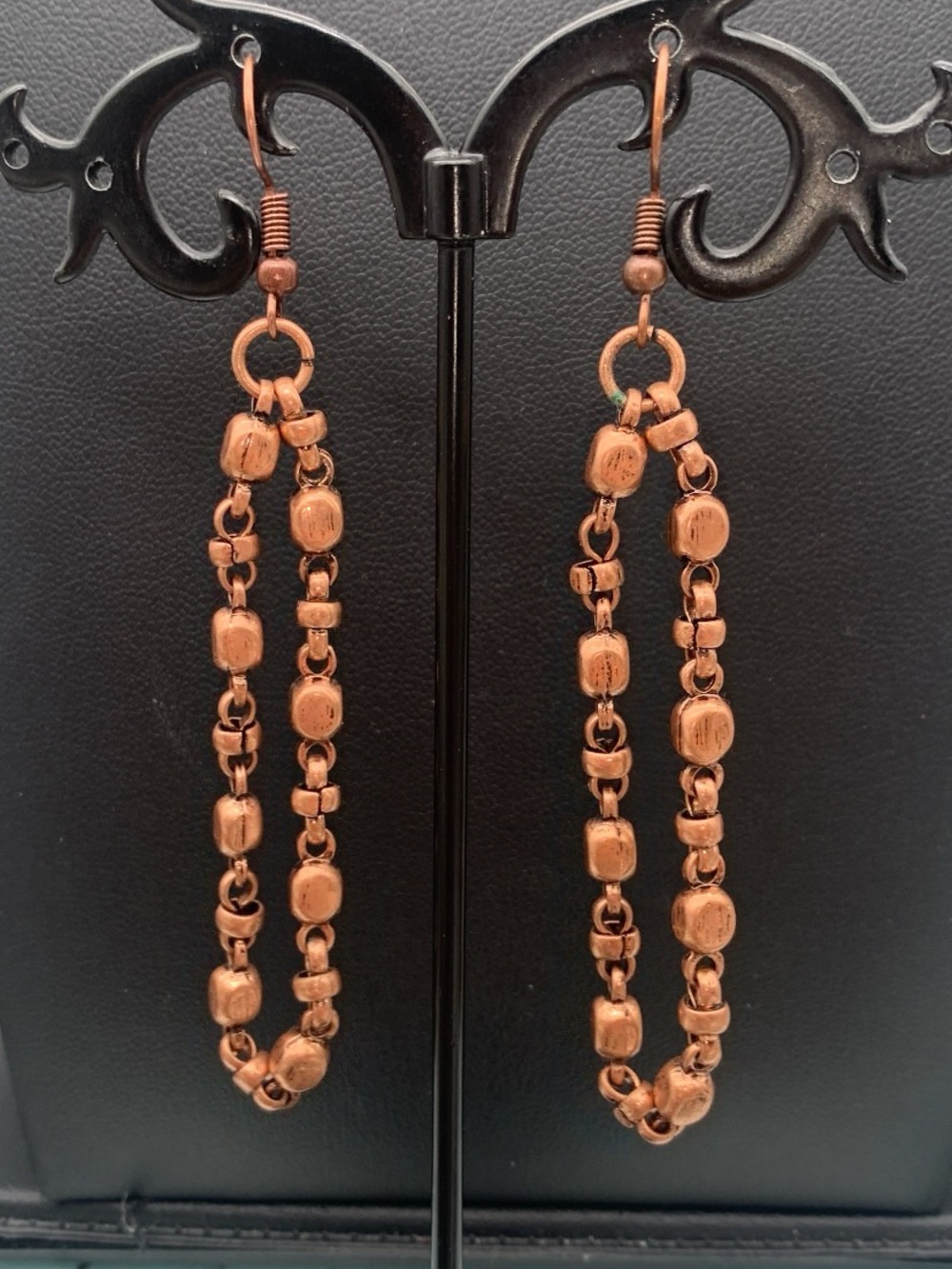 Copper Bead link Dangle Earrings - Women Jewelry